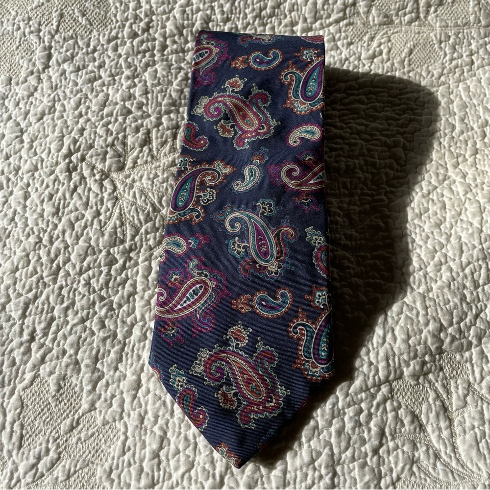 Navy Blue Paisley Silk Necktie by Bert Pulitzer
